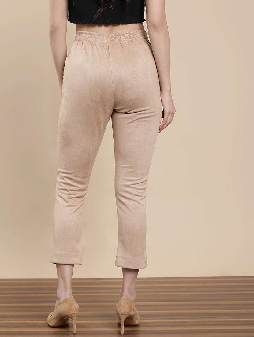 women solid mid rise cigarette pant - 22295872 -  Standard Image - 3