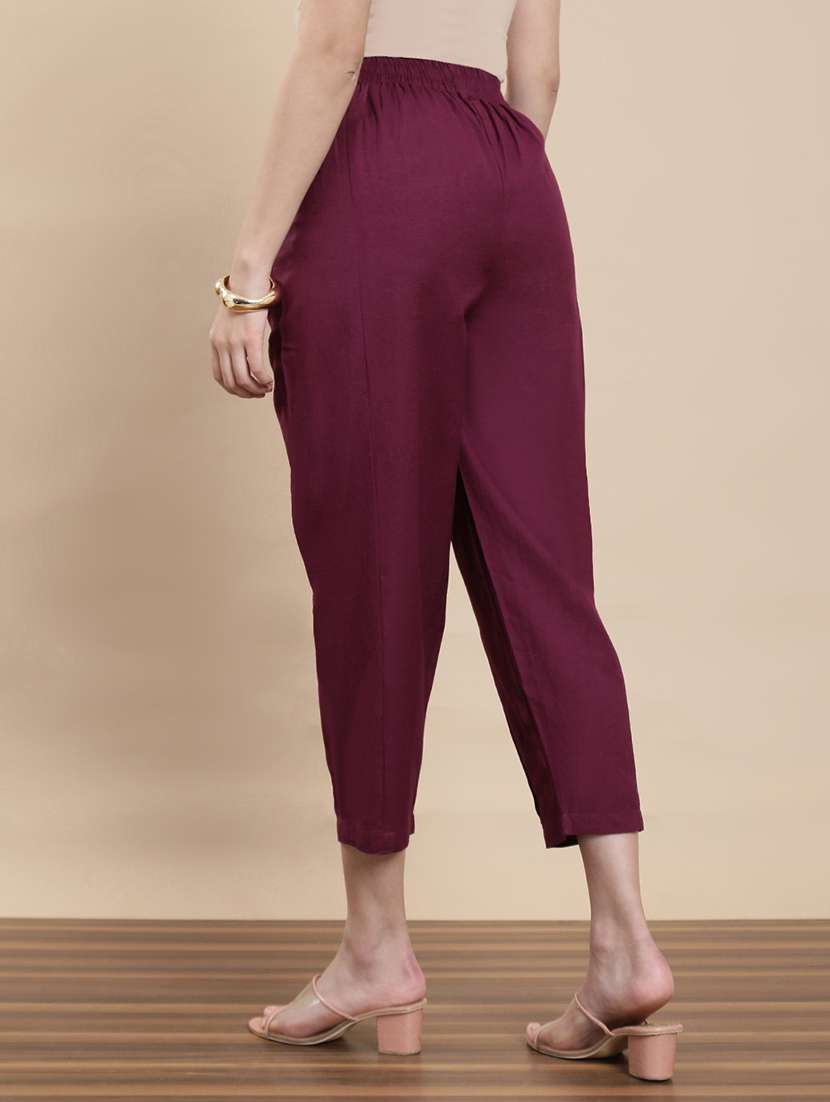women solid high rise harem pant  - 22295874 -  Standard Image - 3
