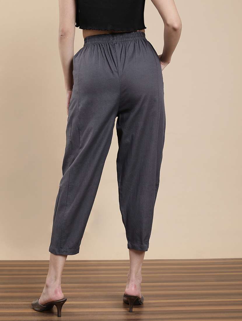 women solid high rise harem pant  - 22295875 -  Standard Image - 3