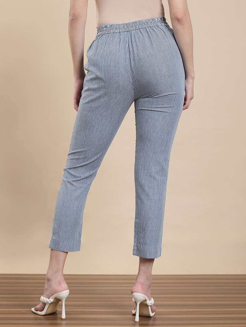 women striped mid rise cigarette pants - 22295882 -  Standard Image - 3