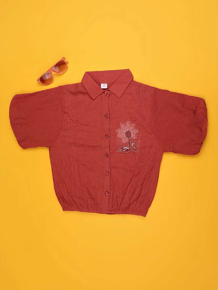 girls self designed short sleeve top