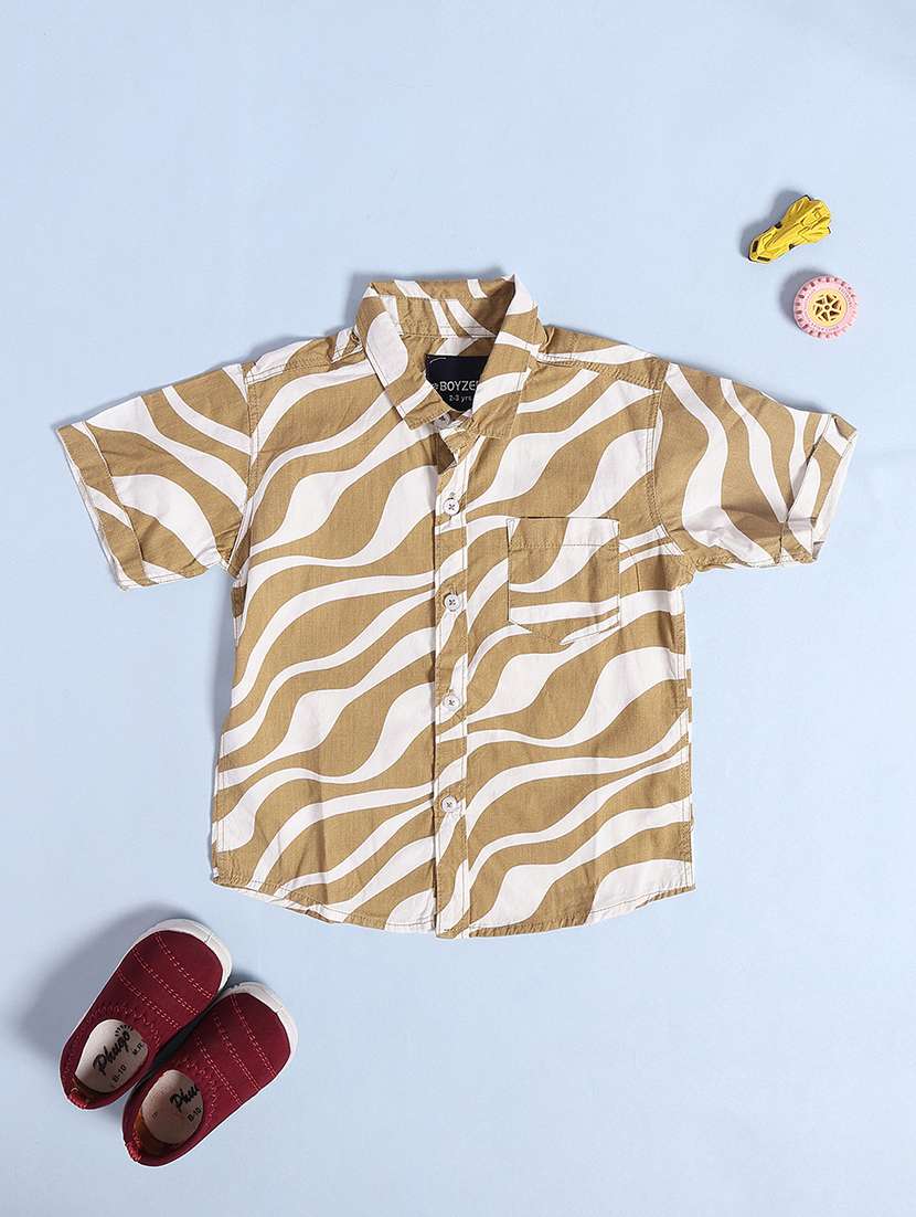 boys printed collared short sleeve shirt