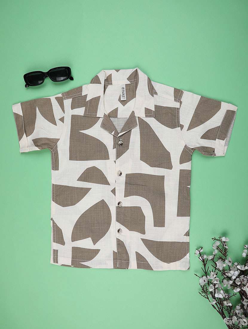 boys printed collared short sleeve shirt