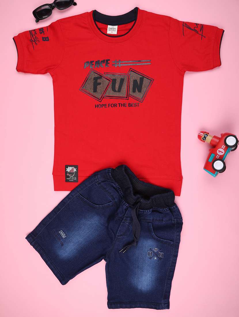 boys printed t-shirt & shorts co-ords set