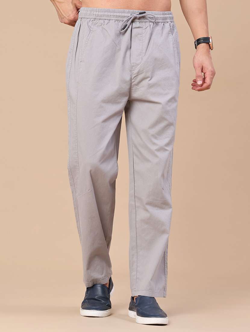 men solid mid rise full length track pant