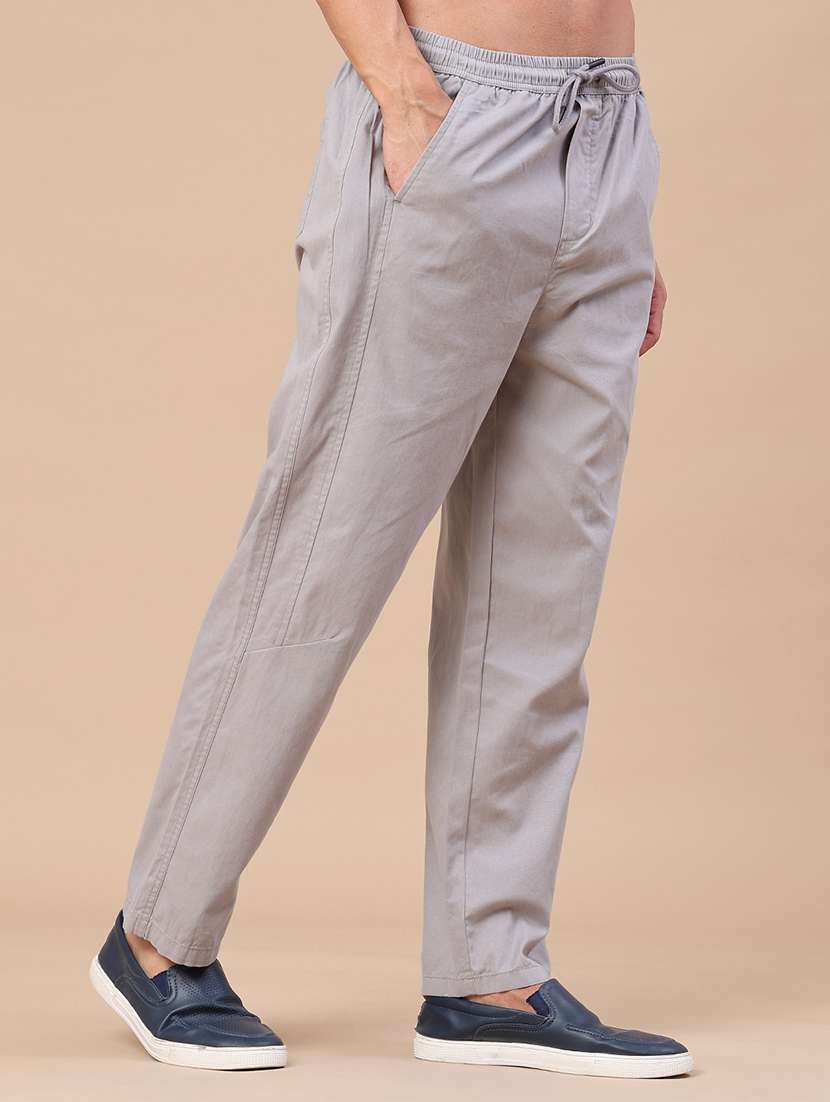 men solid mid rise full length track pant - 22296172 -  Standard Image - 3