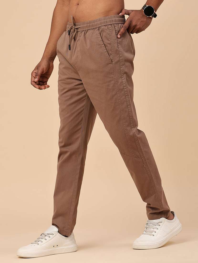 brown cotton  full length track pant - 22296173 -  Standard Image - 3