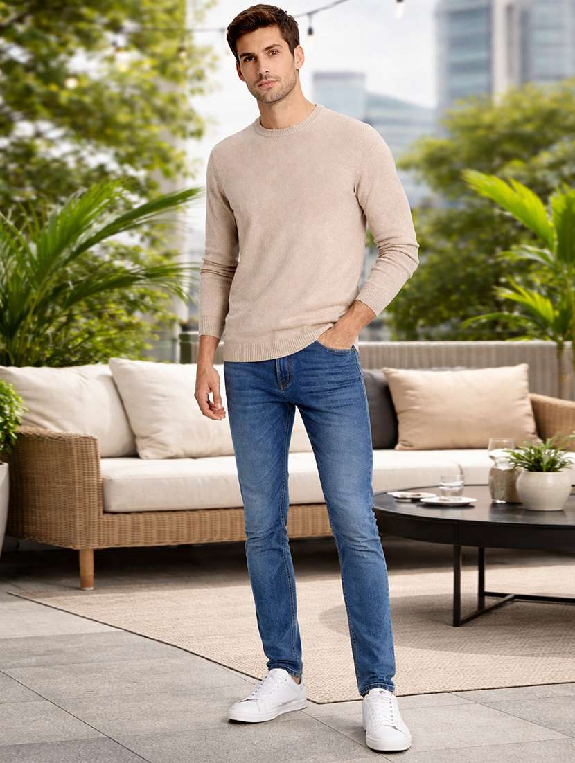 men solid long sleeve regular fit pullover - 22296270 -  Standard Image - 3