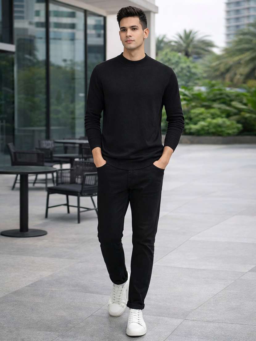 men solid long sleeve regular fit pullover - 22296271 -  Standard Image - 3