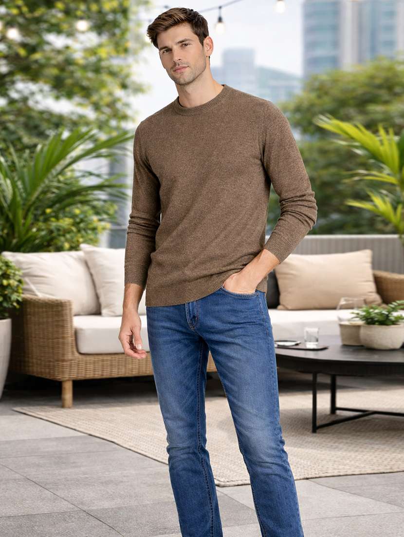 men solid long sleeve regular fit pullover - 22296273 -  Standard Image - 3