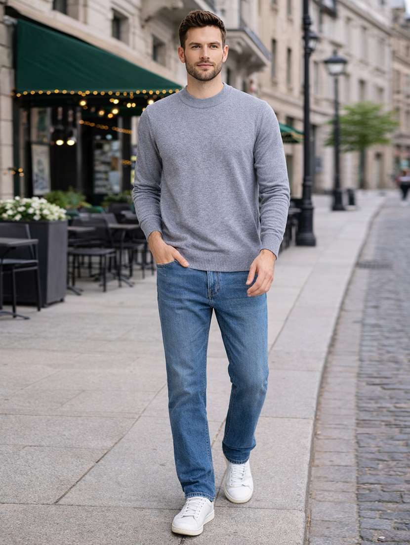 men solid long sleeve regular fit pullover - 22296274 -  Standard Image - 3