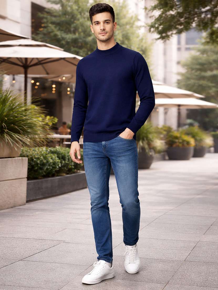 men solid long sleeve regular fit pullover - 22296275 -  Standard Image - 3