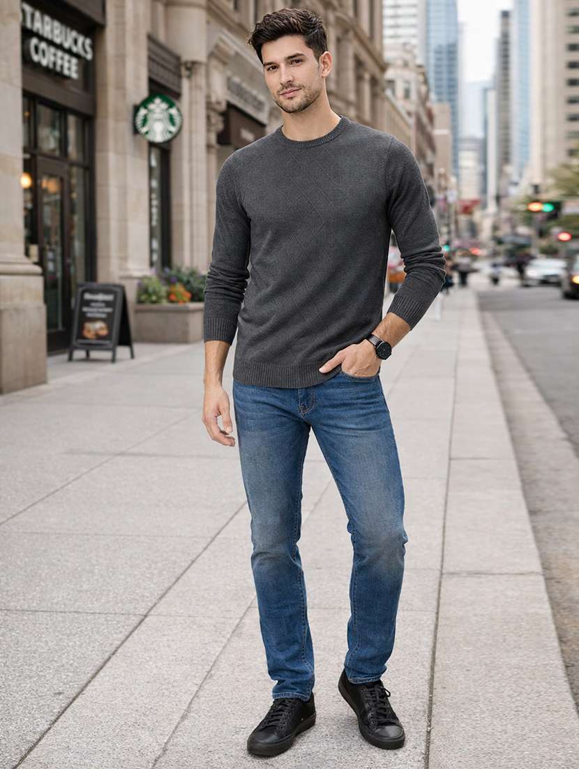 men self design long sleeve regular fit pullover - 22296278 -  Standard Image - 3