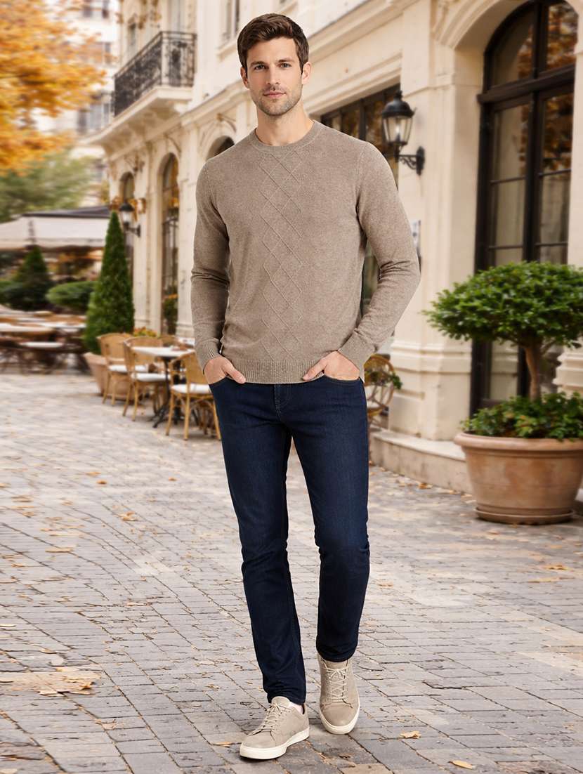 men self design long sleeve regular fit pullover - 22296279 -  Standard Image - 3