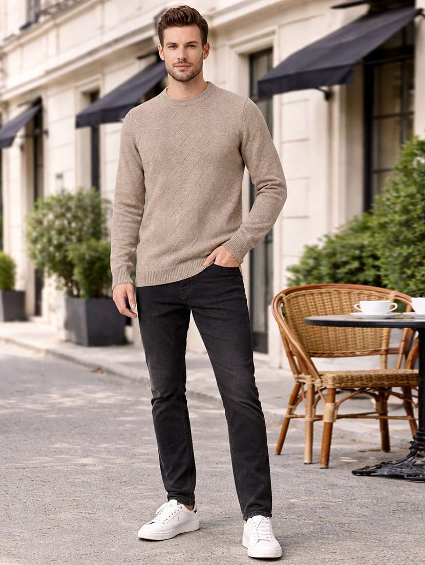 men self design long sleeve regular fit pullover - 22296283 -  Standard Image - 3