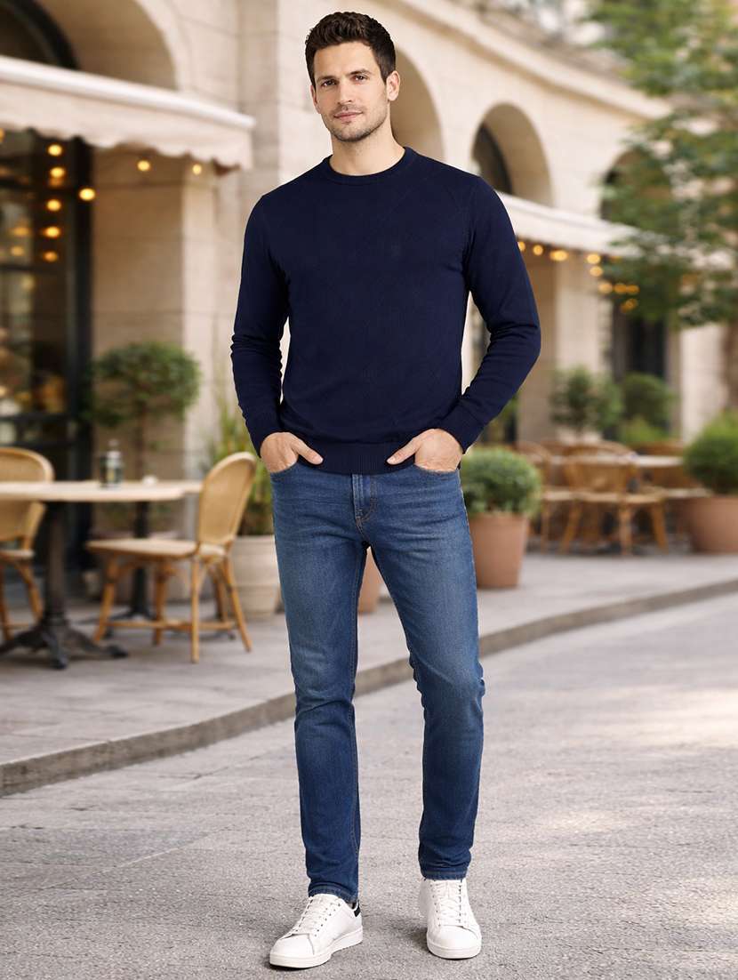 men self design long sleeve regular fit pullover - 22296285 -  Standard Image - 3