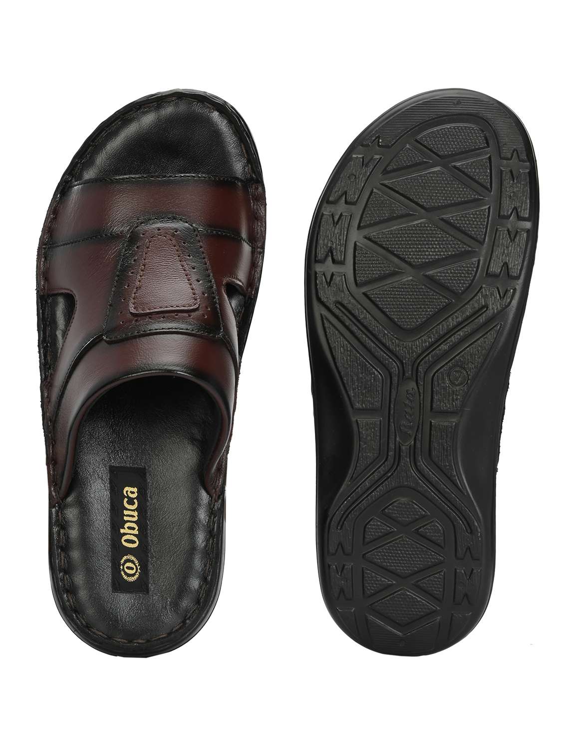 men brown slip on sandal - 22296290 -  Standard Image - 5