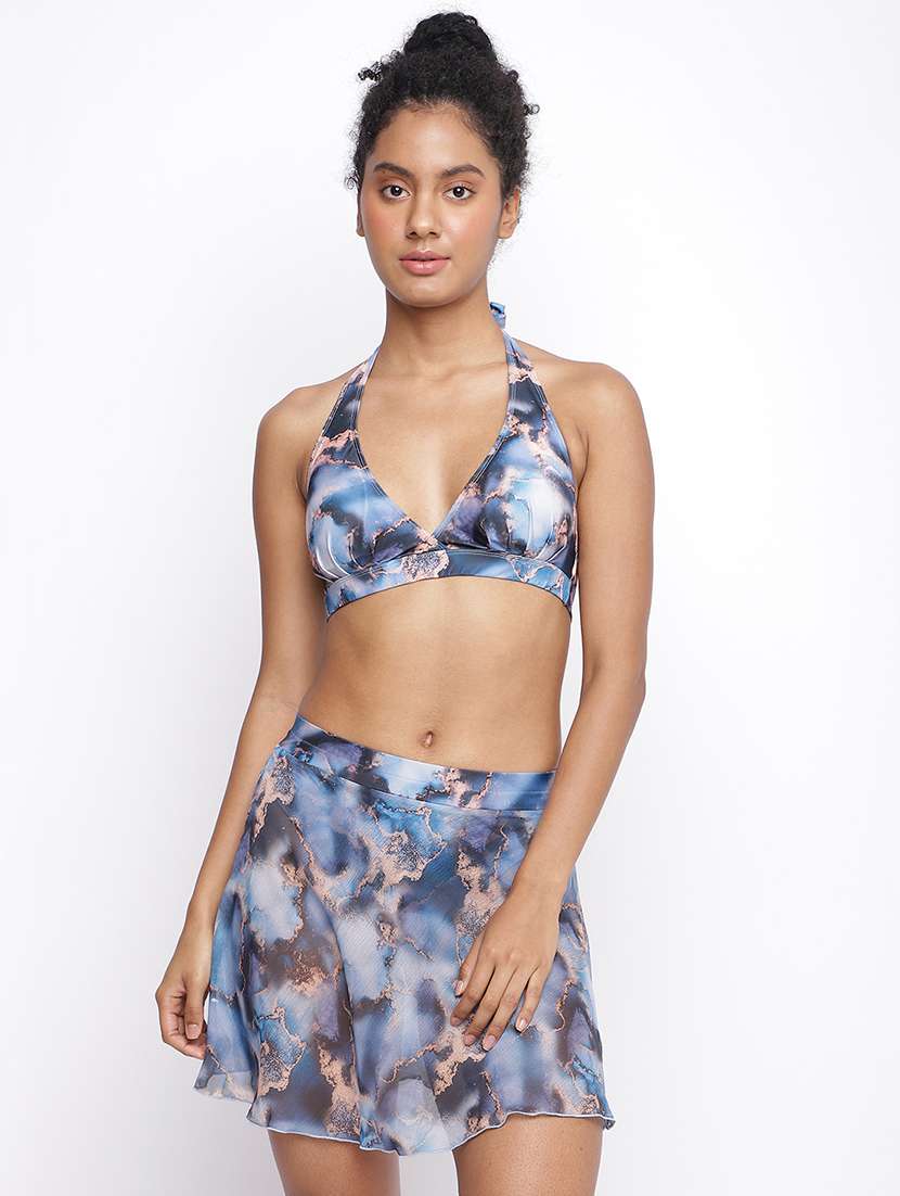women printed mid rise coverup skirt