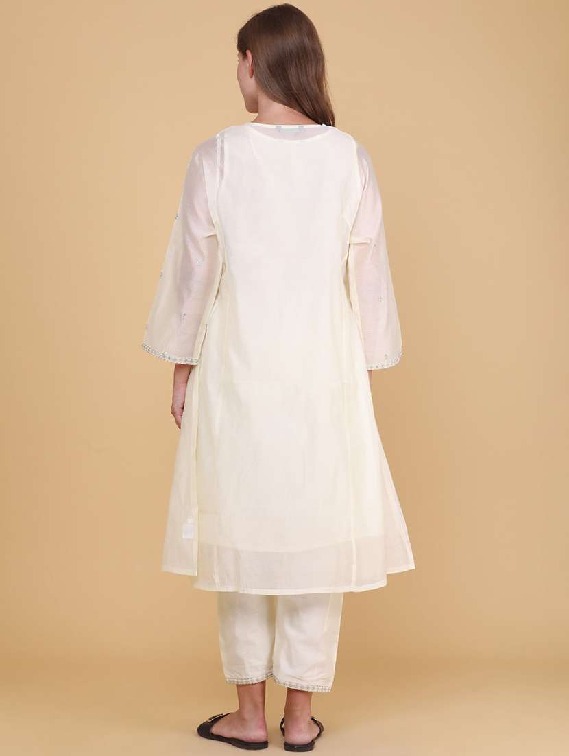 women embroidered three quarter sleeves kurta pant set - 22296568 -  Standard Image - 3