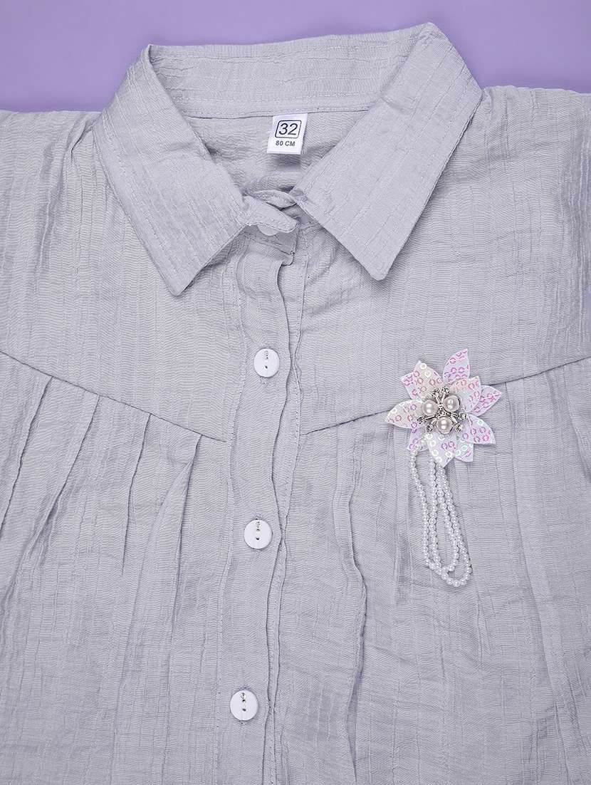 girls solid three quarter sleeve top - 22296613 -  Standard Image - 3