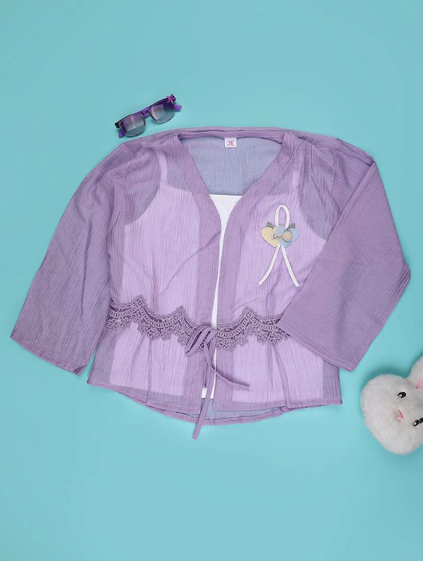 girls solid three quarter sleeve top