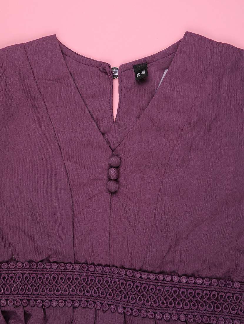 girls solid three quarter sleeve top - 22296649 -  Standard Image - 3