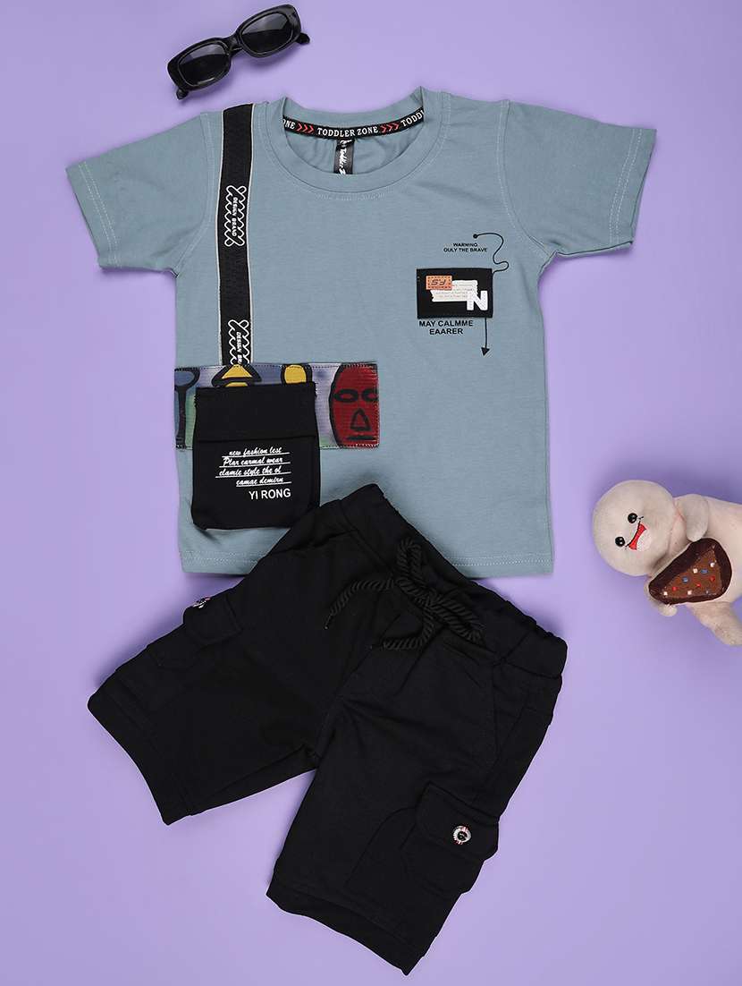 boys printed t-shirt & short co-ords set