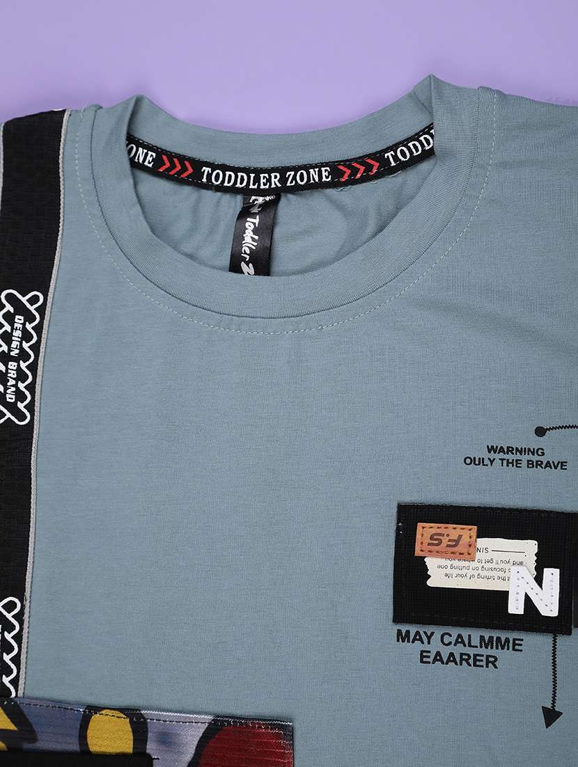 boys printed t-shirt & short co-ords set - 22296738 -  Standard Image - 3