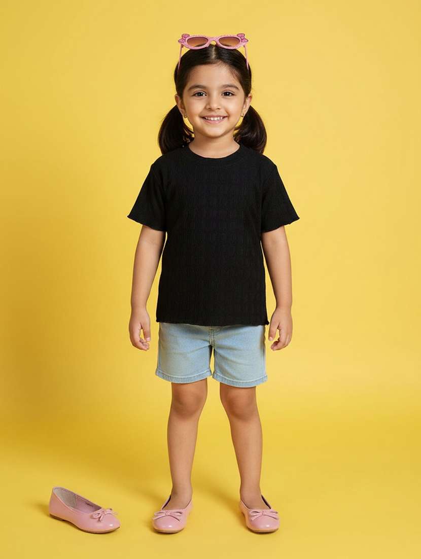 black cotton plain tee