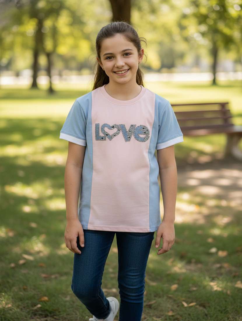 blue cotton blend tshirt