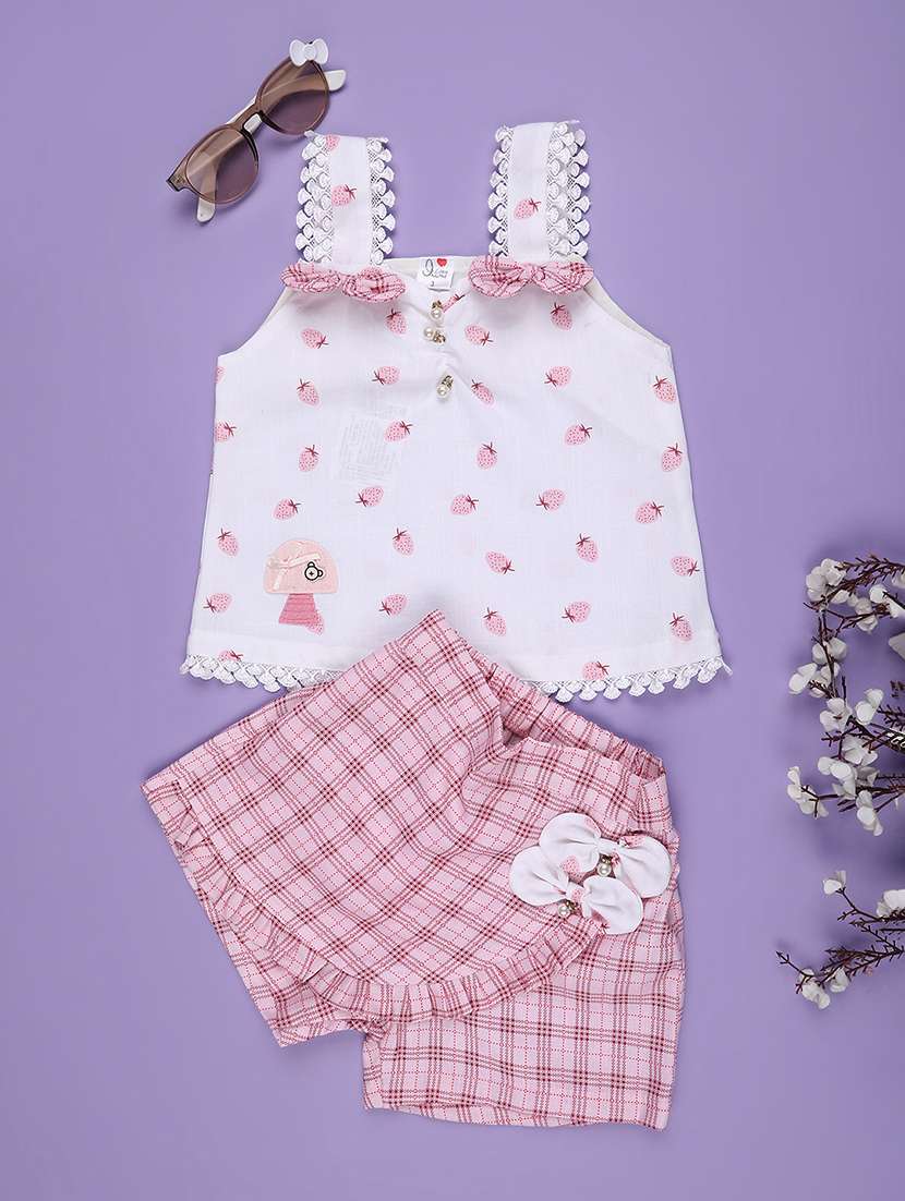 peach cotton shorts set infant twin