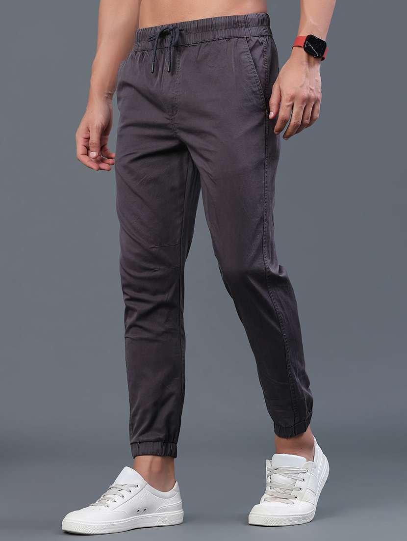 men solid mid rise regular fit jogger - 22296960 -  Standard Image - 3