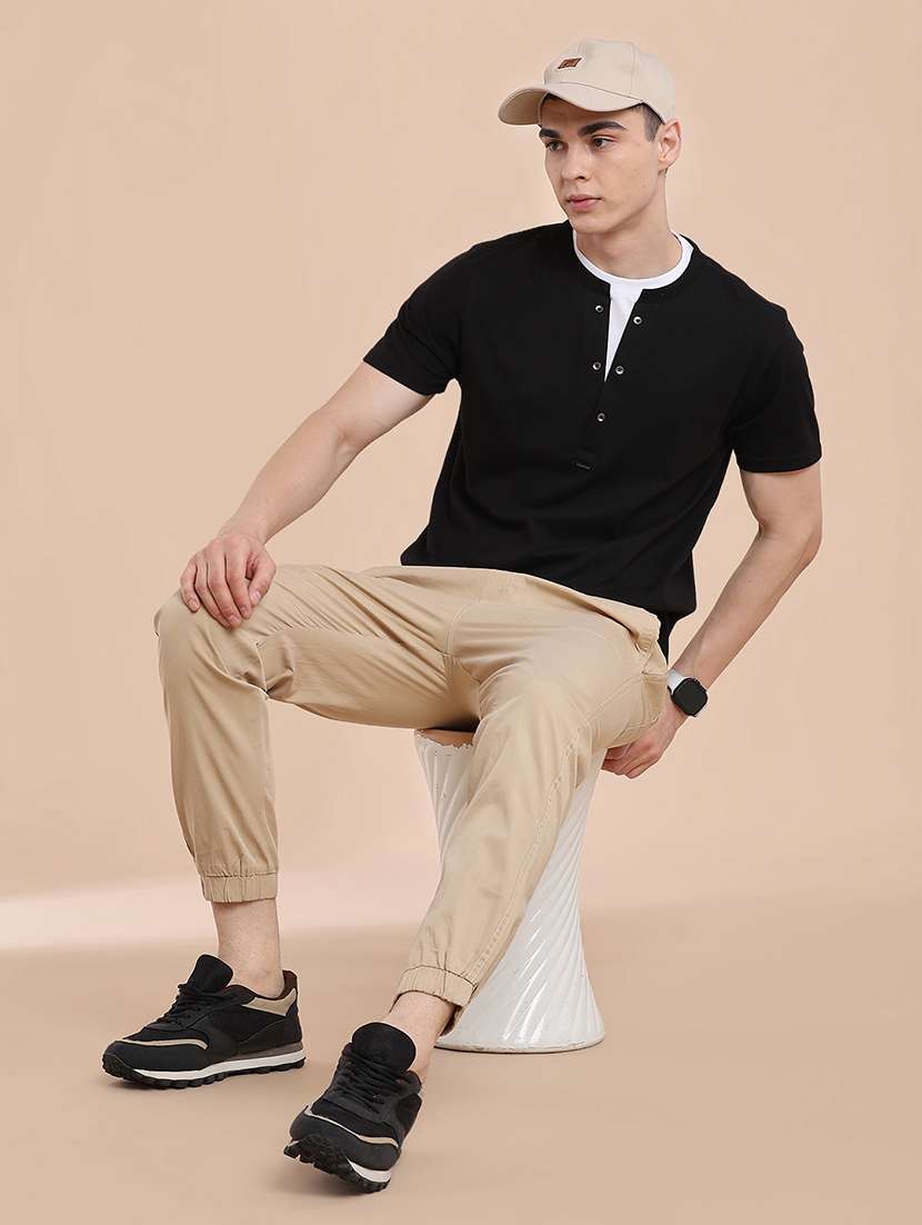 men solid mid rise regular fit jogger - 22296964 -  Standard Image - 5