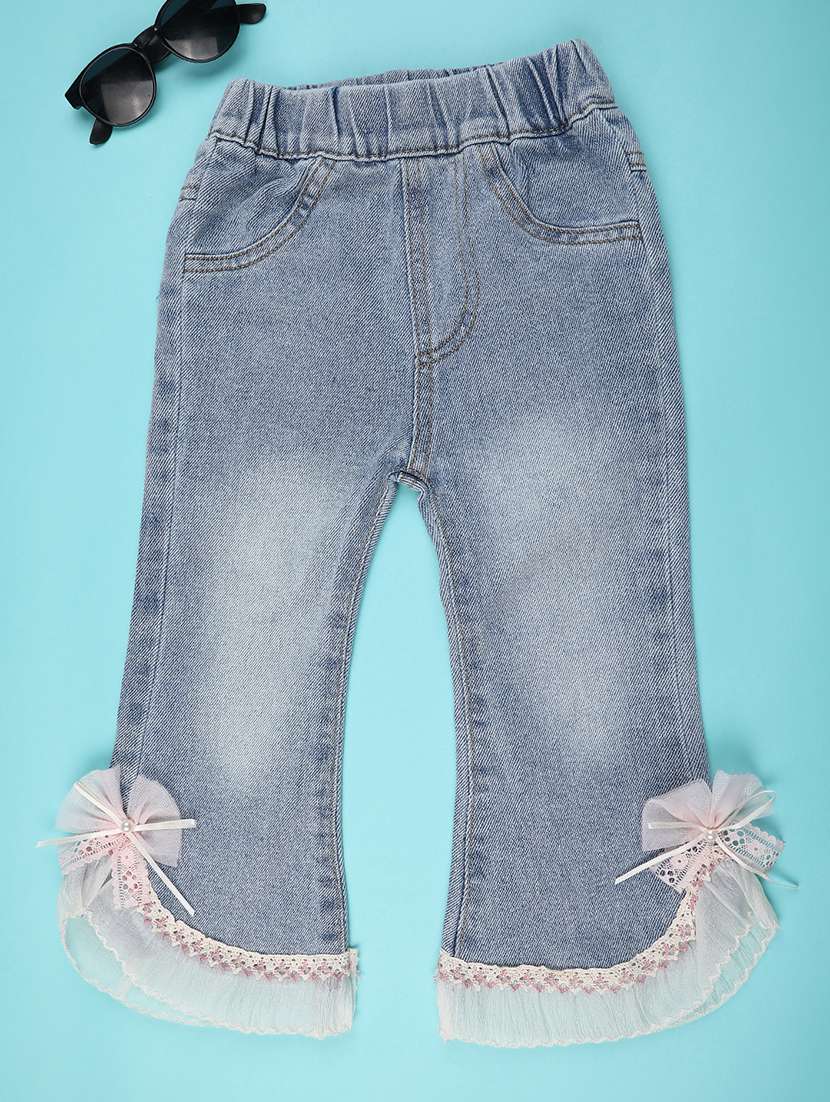 girls solid mid rise bootcut jean