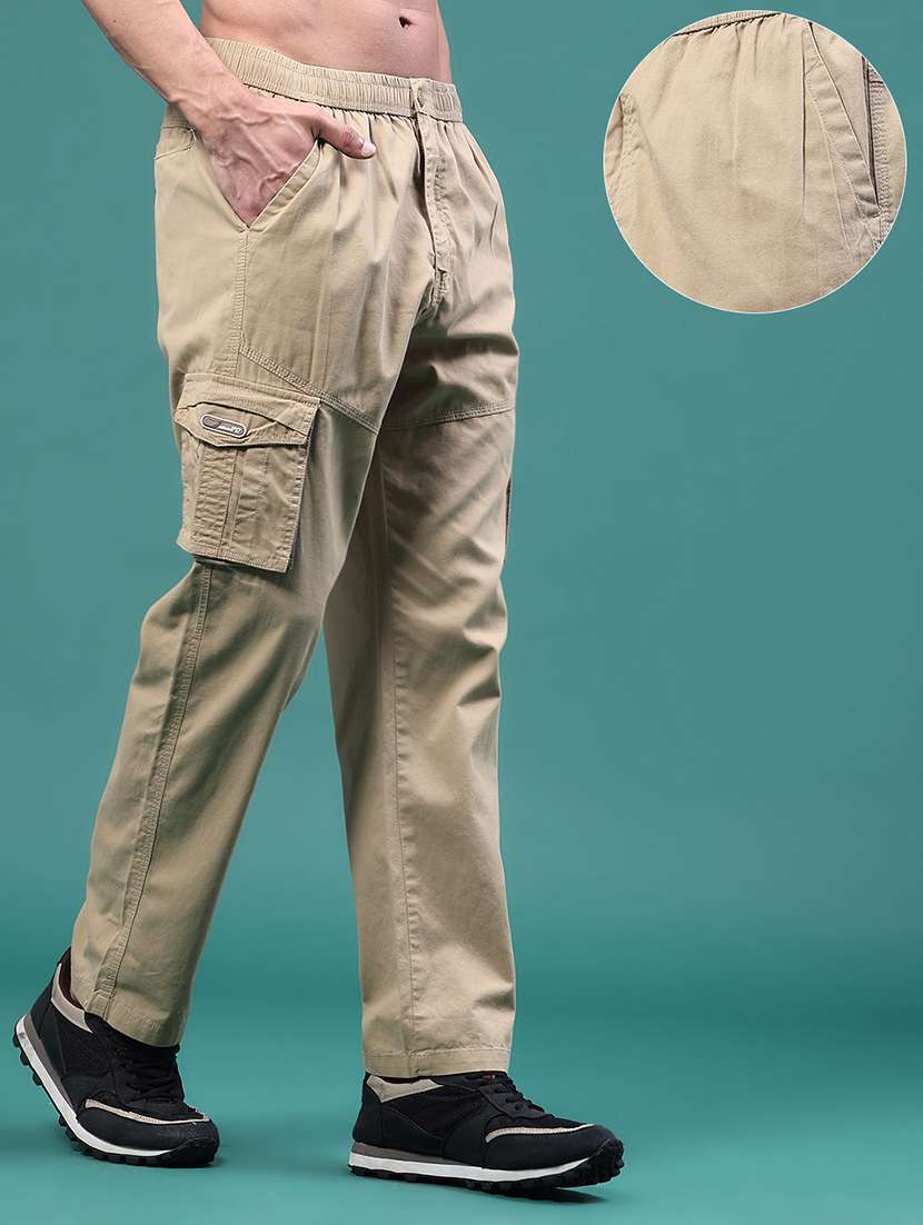 Men Solid Mid Rise Regular Fit Cargo - 22297048 -  Standard Image - 3