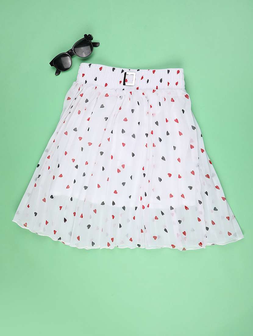 women printed mid rise flared skirt