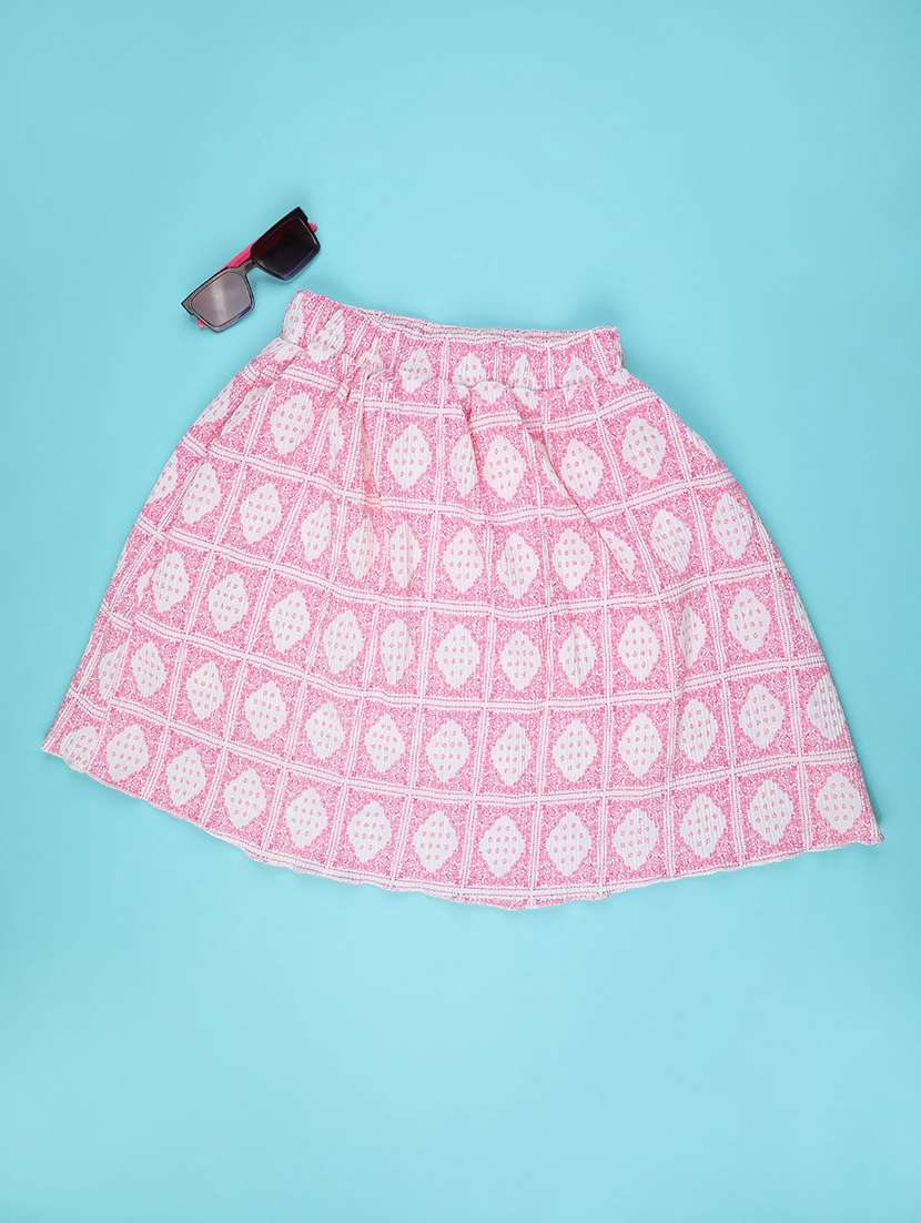 pink cotton flared skirt