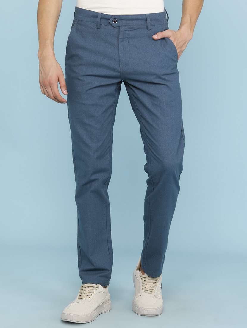 men solid mid rise regular fit chinos