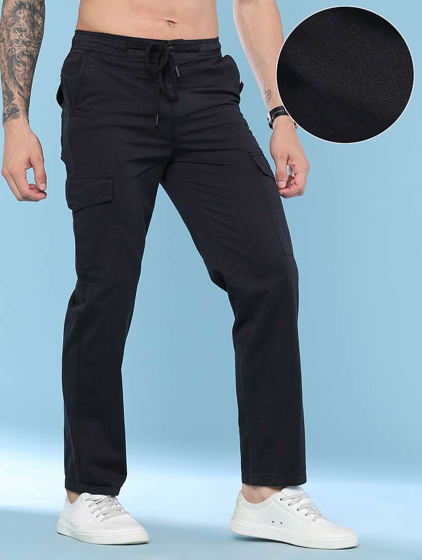 Men Solid Mid Rise Regular Fit Cargo - 22297157 -  Standard Image - 3