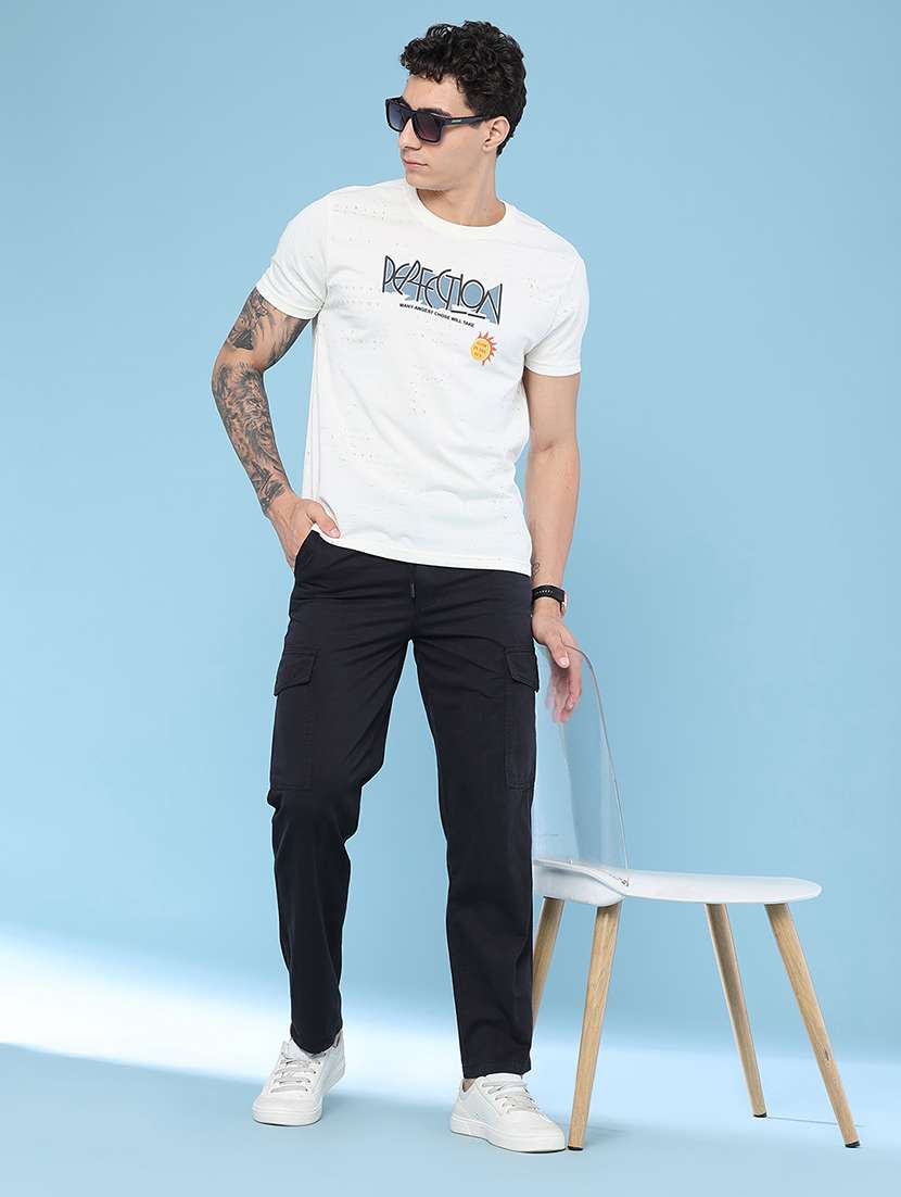 Men Solid Mid Rise Regular Fit Cargo - 22297157 -  Standard Image - 5