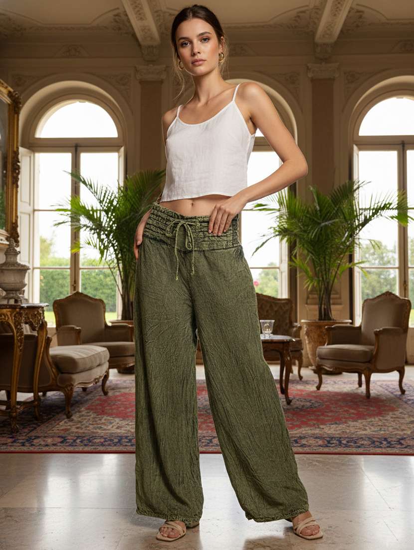 women solid high rise straight palazzo