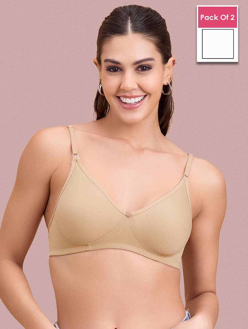 women pack of 2 solid non padded bra