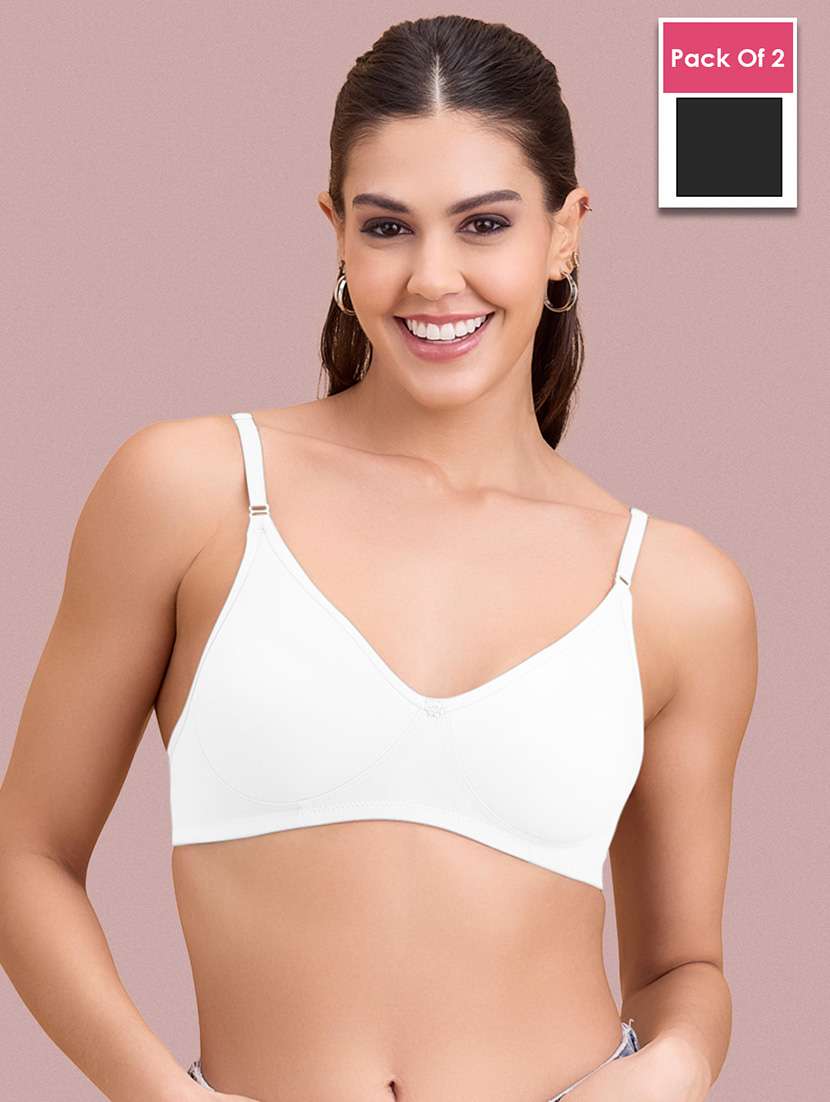 women pack of 2 solid non padded bra