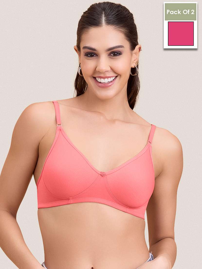 women pack of 2 solid non padded bra