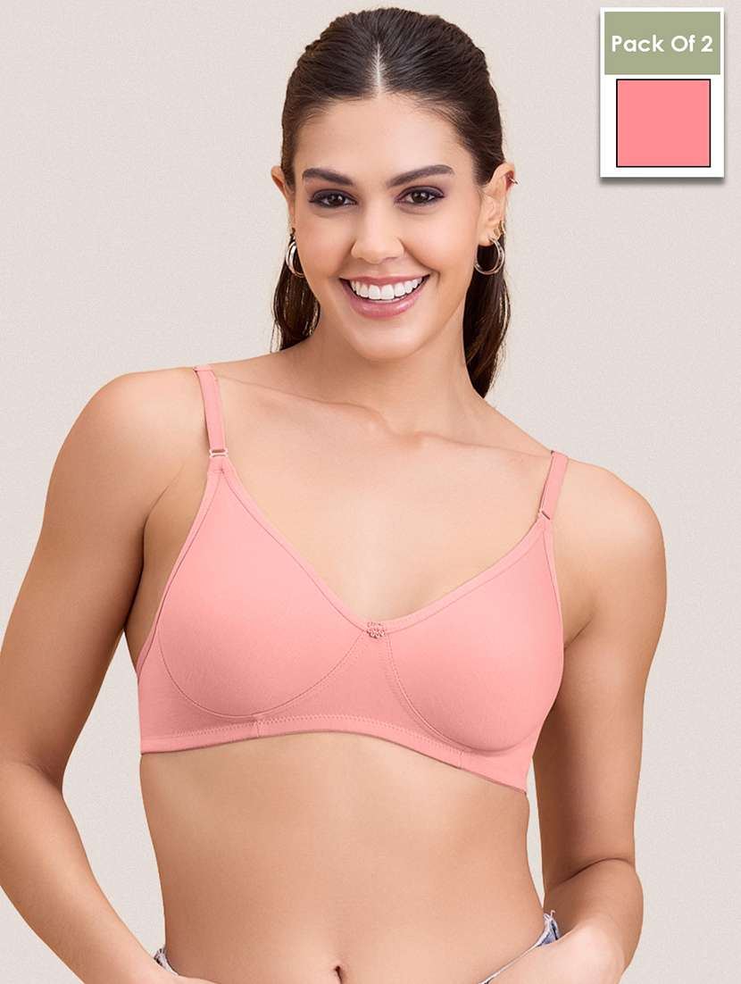 women pack of 2 solid non padded bra