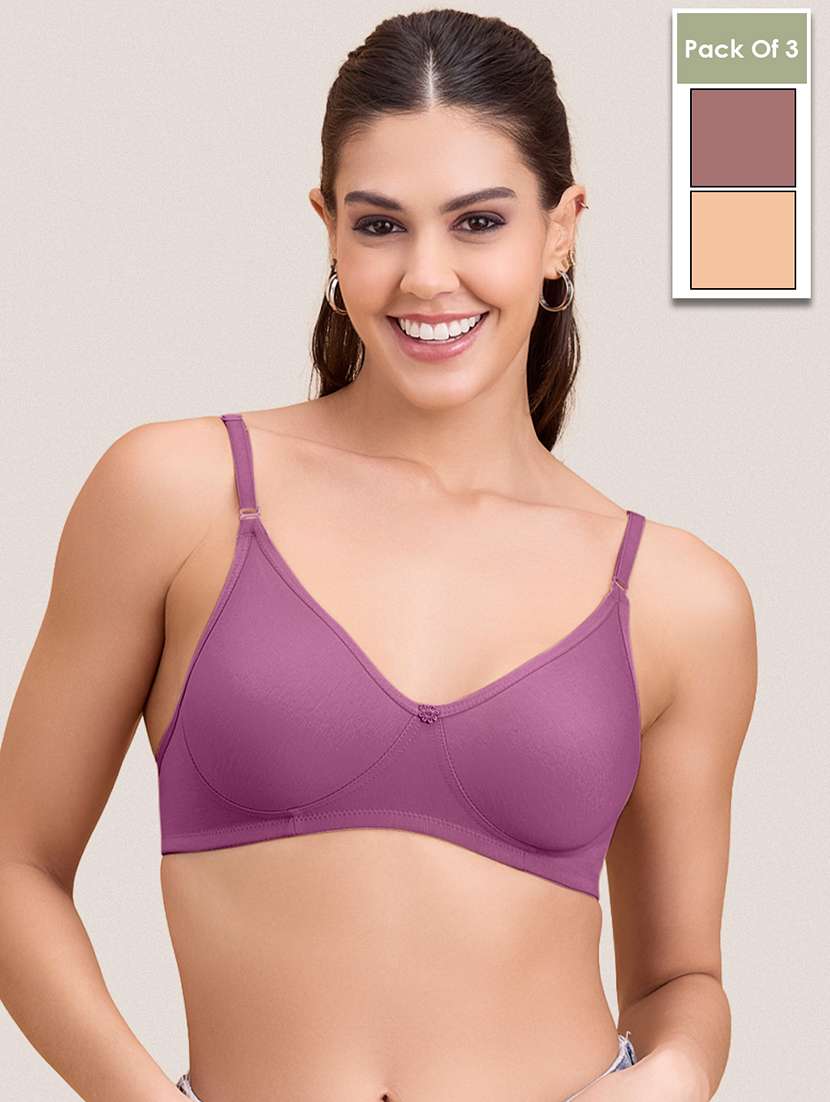 women pack of 3 solid non padded bra