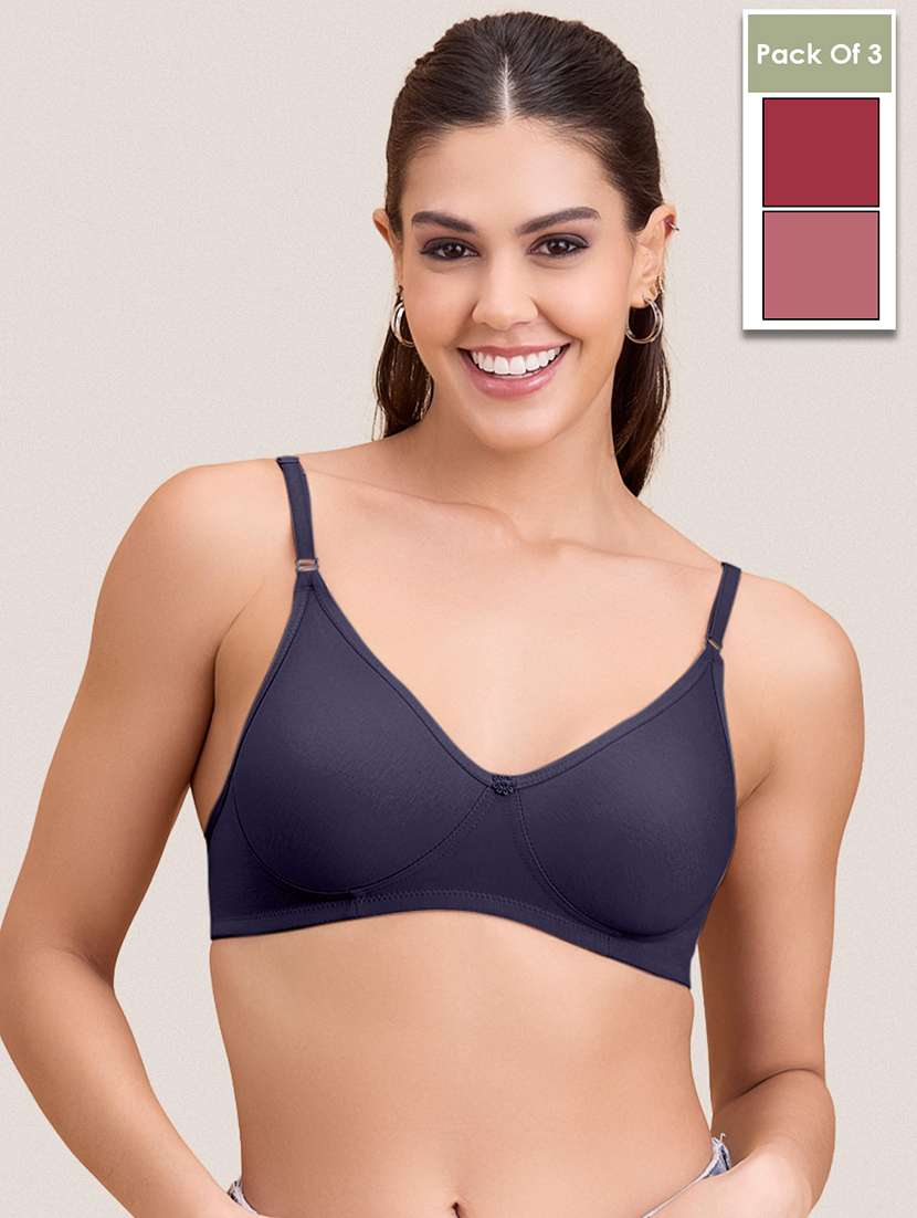 women pack of 3 solid non padded bra