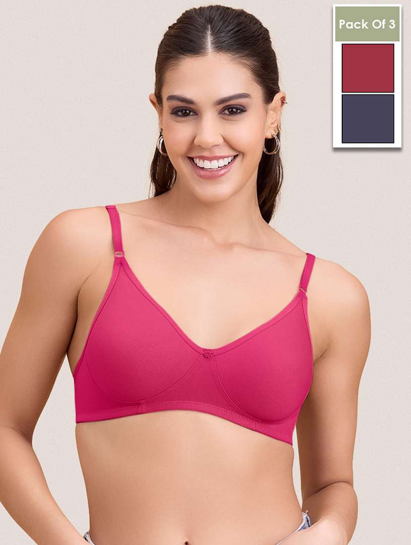 women pack of 3 solid non padded bra