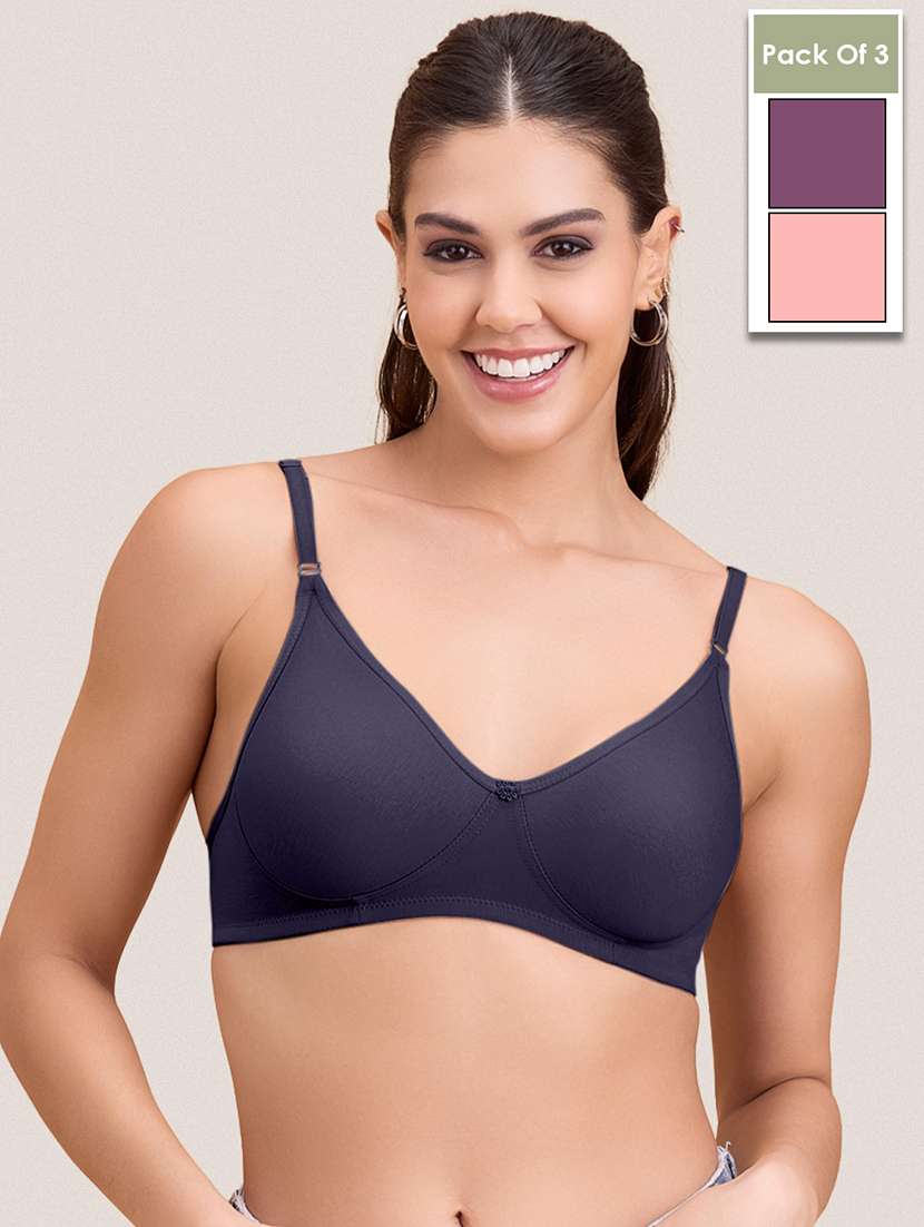 women pack of 3 solid non padded bra