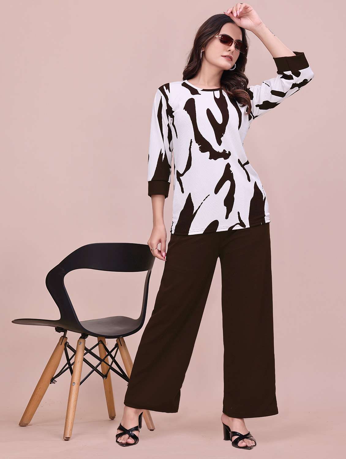 women printed top and trouser co-ord
